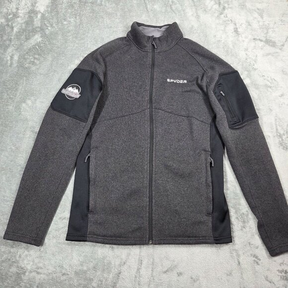 Spyder Jacket Mens Medium Gray Sweater Fleece Full Zip Hiking Outdoor Coat - Picture 1 of 8